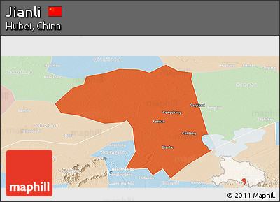 Political Panoramic Map of Jianli, lighten