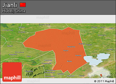 Political Panoramic Map of Jianli, satellite outside
