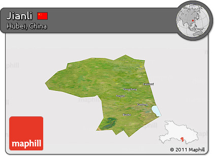 Satellite Panoramic Map of Jianli, cropped outside