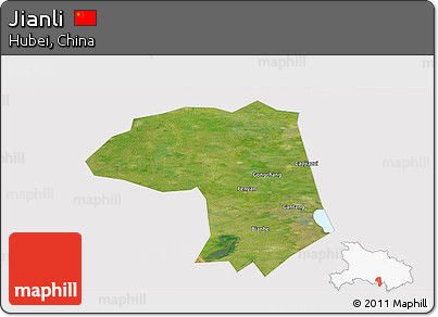 Satellite Panoramic Map of Jianli, cropped outside