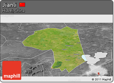 Satellite Panoramic Map of Jianli, desaturated