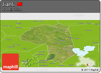 Satellite Panoramic Map of Jianli, physical outside
