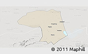 Shaded Relief Panoramic Map of Jianli, lighten, semi-desaturated