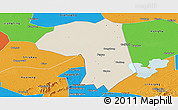 Shaded Relief Panoramic Map of Jianli, political outside