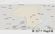 Shaded Relief Panoramic Map of Jianli, semi-desaturated