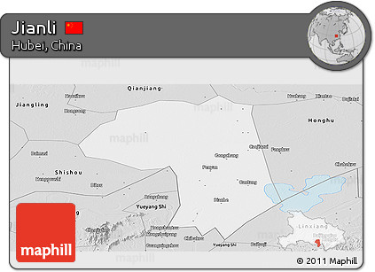 Silver Style Panoramic Map of Jianli