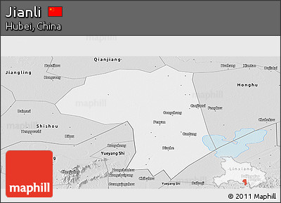 Silver Style Panoramic Map of Jianli