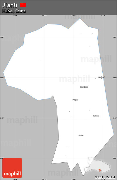 Gray Simple Map of Jianli, single color outside