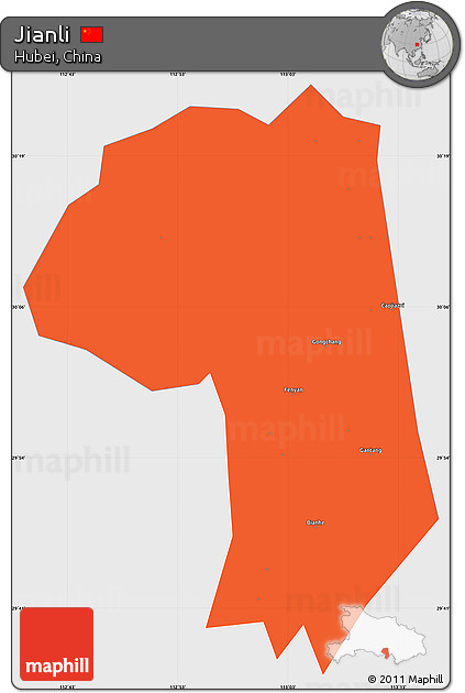 Political Simple Map of Jianli, single color outside