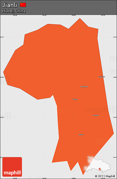 Political Simple Map of Jianli, single color outside