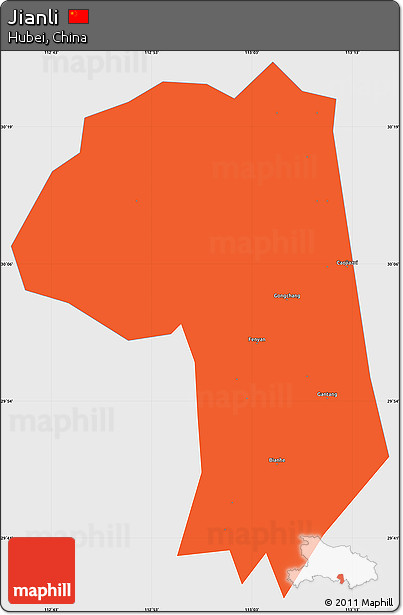 Political Simple Map of Jianli, single color outside