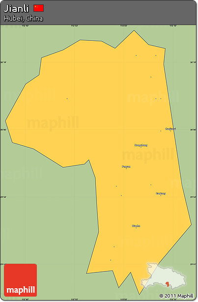 Savanna Style Simple Map of Jianli, cropped outside