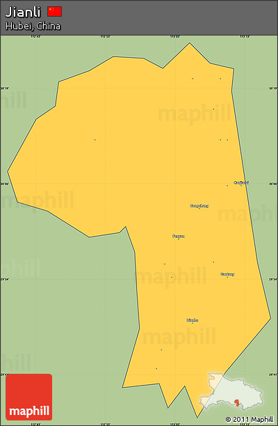 Savanna Style Simple Map of Jianli, cropped outside