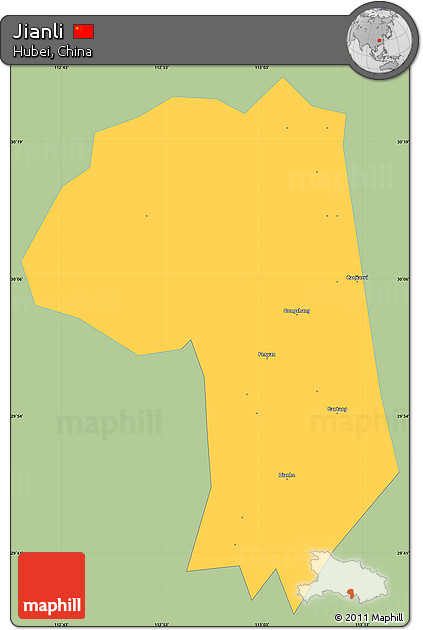 Savanna Style Simple Map of Jianli, single color outside