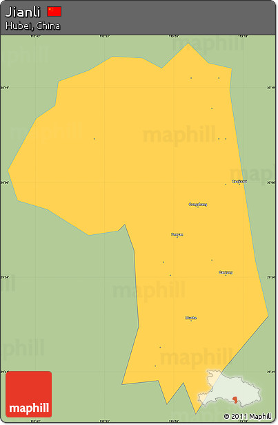 Savanna Style Simple Map of Jianli, single color outside