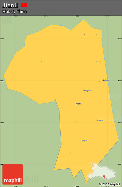 Savanna Style Simple Map of Jianli, single color outside