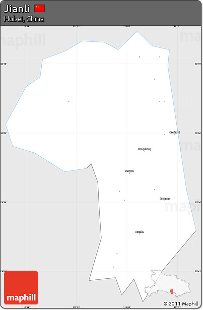 Silver Style Simple Map of Jianli, single color outside
