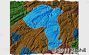 Political 3D Map of Jianshi, darken