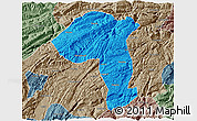 Political 3D Map of Jianshi, semi-desaturated