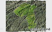 Satellite 3D Map of Jianshi, semi-desaturated