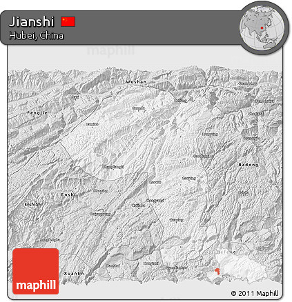 Silver Style 3D Map of Jianshi