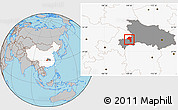 Gray Location Map of Jianshi, highlighted country, highlighted parent region