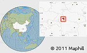Savanna Style Location Map of Jianshi, highlighted country, hill shading
