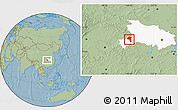 Savanna Style Location Map of Jianshi, highlighted parent region, hill shading