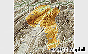 Physical Map of Jianshi, semi-desaturated