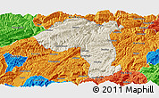 Shaded Relief Panoramic Map of Jianshi, political outside
