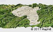 Shaded Relief Panoramic Map of Jianshi, satellite outside