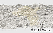 Shaded Relief Panoramic Map of Jianshi, semi-desaturated