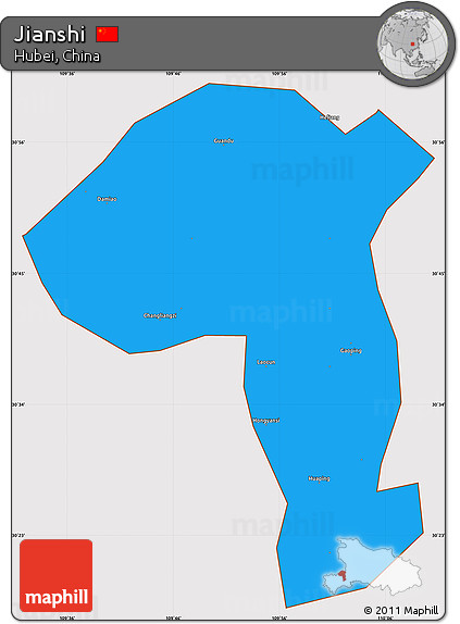 Political Simple Map of Jianshi, cropped outside
