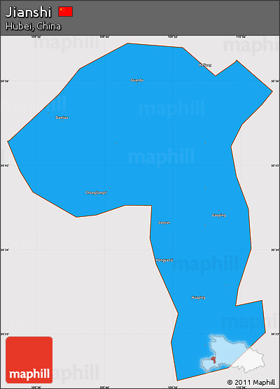 Political Simple Map of Jianshi, cropped outside