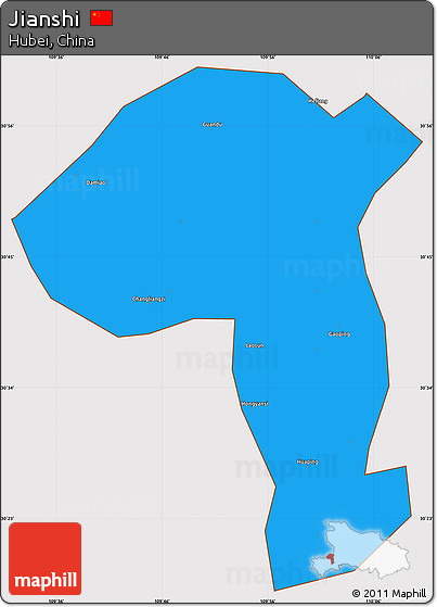 Political Simple Map of Jianshi, cropped outside