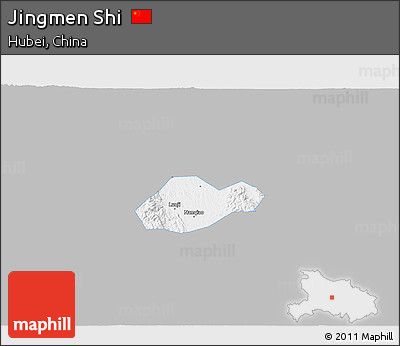 Gray 3D Map of Jingmen Shi, single color outside