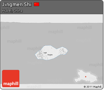 Gray 3D Map of Jingmen Shi, single color outside