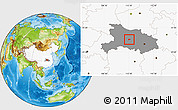 Physical Location Map of Jingmen Shi, highlighted country, highlighted parent region