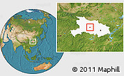 Satellite Location Map of Jingmen Shi, highlighted parent region