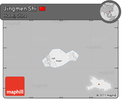 Gray Map of Jingmen Shi, single color outside