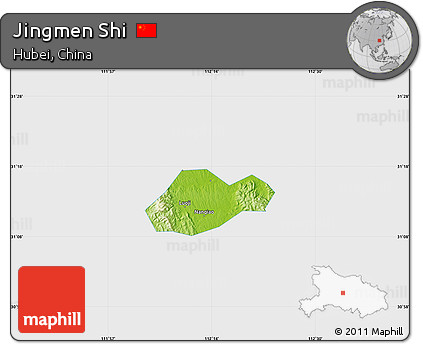 Physical Map of Jingmen Shi, single color outside