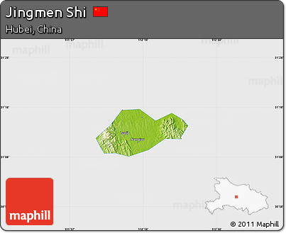 Physical Map of Jingmen Shi, single color outside