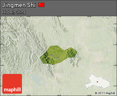 Satellite Map of Jingmen Shi, lighten