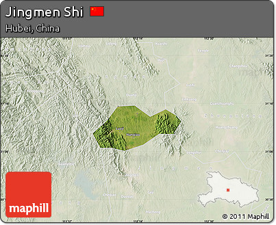 Satellite Map of Jingmen Shi, lighten