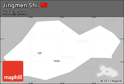Gray Simple Map of Jingmen Shi, single color outside