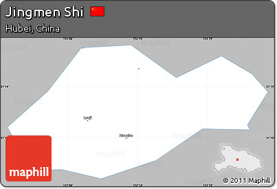 Gray Simple Map of Jingmen Shi, single color outside