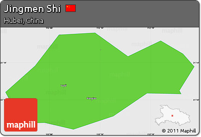 Political Simple Map of Jingmen Shi, single color outside