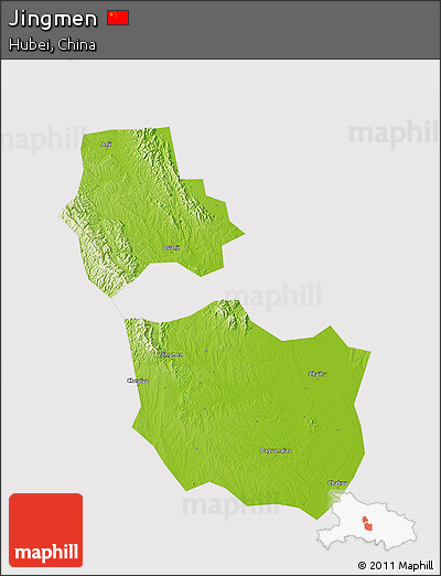 Physical 3D Map of Jingmen, cropped outside