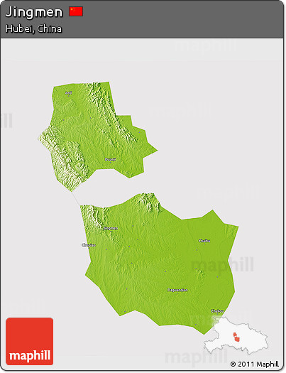 Physical 3D Map of Jingmen, cropped outside