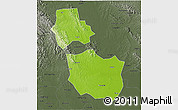 Physical 3D Map of Jingmen, darken, semi-desaturated
